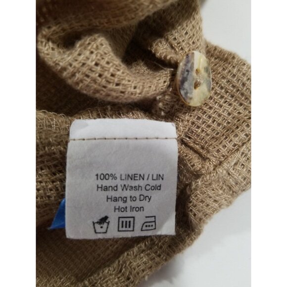 Vtg Windridge Cheryl Nash Womens Top Shirt Size XL Mesh Linen Brown Long Sleeve - Picture 12 of 12